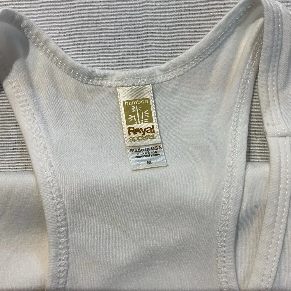 Royal Apparel Soft White‎ Bamboo Tank Top, Size Medium Durable Bright Gym Sport